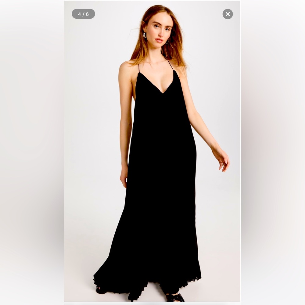 Jonathan Simkhai Azita Plisse draped gown stone detailed back